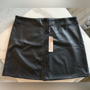 BCBG Black Button-Up Leather Skirt brand new with tags